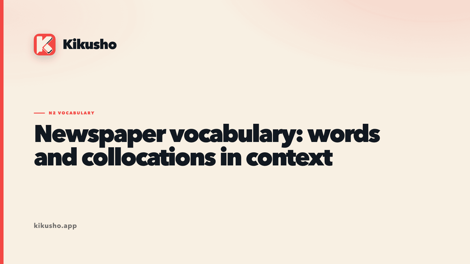 A typographic title card reading "Newspaper vocabulary: words and collocations in context", with "one small workflow" picked out in coral.